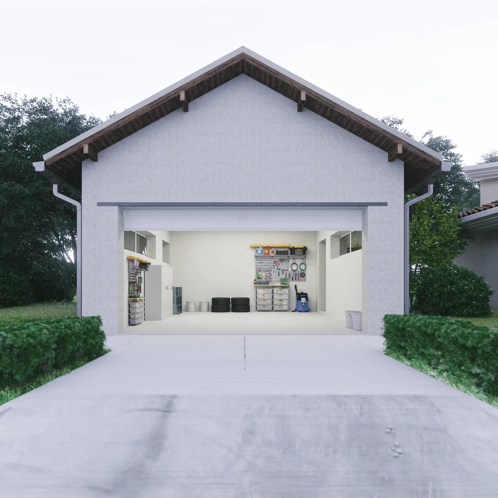 Open garage door, an entry point for mice