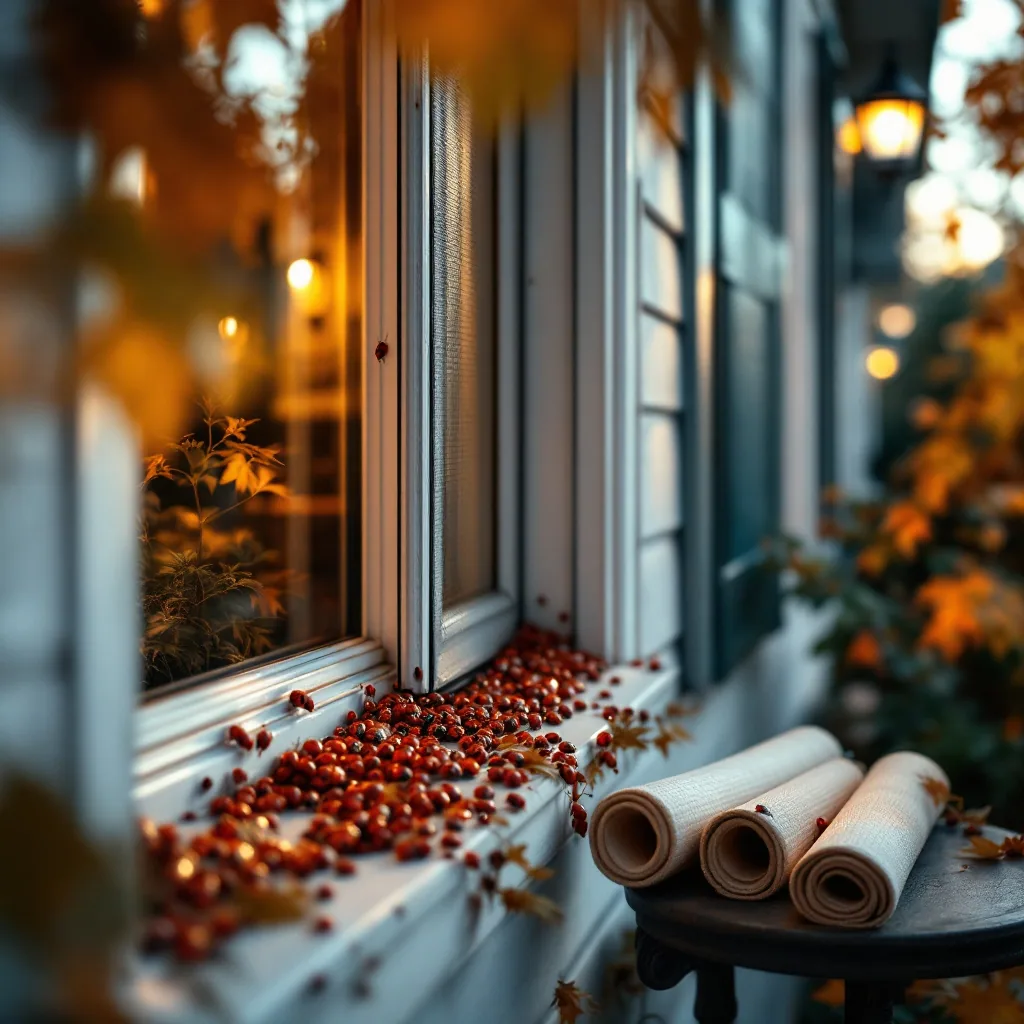 Asian lady beetles invading a home in Quebec in the fall